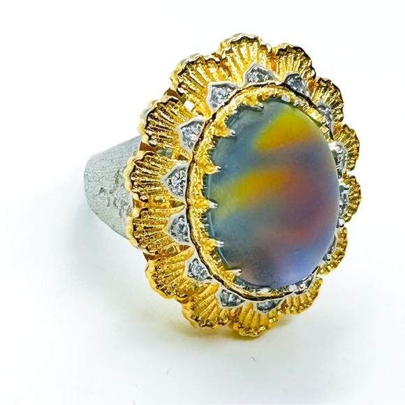 NWOT Gorgeous large cocktail ring with blue stone adjustable size - Picture 6 of 15